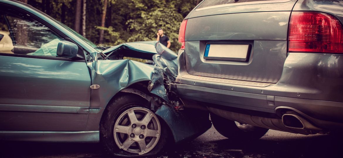 Image of a auto accident involving two cars.